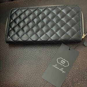 Black Quilted Wallet Luna bags new with tags